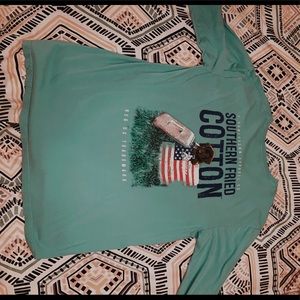 Teal Southern Fried Cotton Long Sleeve T-Shirt